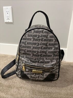Juicy Couture Logo Mini Backpack in Black and Gray